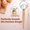 Danish Dough Whisk for Making Bread and Baking Long Wooden Handle