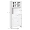 HOMCOM Kitchen Buffet Hutch Cabinet, Freestanding Kitchen Pantry Storage Cabinet Cupboard with Framed Glass Door, Drawer and Microwave Space, White