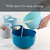 4 Piece Nesting Plastic Mixing Bowl Set with Pour Spouts and Handles, Blue
