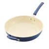 12.5 Inch Ceramic Nonstick Frying Pan / Skillet with Helper Handle, Dishwasher Safe, Blue