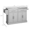 HOMCOM Gray Kitchen Companion Cart, with Stainless Top, Drawers, Racks & Cabinets on Wheels