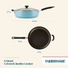 6 Quart Nonstick Jumbo Cooker / Saute Pan / Chef's Pan with Tempered Glass Lid, Dishwasher Safe, Aqua