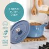 5-Quart Enameled Cast Iron Dutch Oven Pot with Lid, Blue