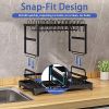 Dish Rack, 2 Tier Utensil Holder, Rustproof Dish Drying Rack with Drainboard and Utensil Holder for Kitchen Countertop, Kitchen Accessories (Black)