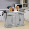 HOMCOM Gray Kitchen Companion Cart, with Stainless Top, Drawers, Racks & Cabinets on Wheels