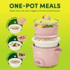 2-Cup Uncooked Rice Cooker & Food Steamer with Bonded Granite® Nonstick Ceramic & Pop-Up Steam Tray - Pink