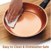 Glide Copper 4 Quart Ceramic Nonstick Saute Pan with Tempered Glass Lid and Helper Handle, Dishwasher Safe, Black