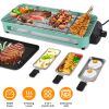 1500W Electric Indoor Grill 2 in 1 Electric BBQ Gill with Grill Net Removable Plate 5 Temperature Control 3 Small Trays Dishwasher Safe