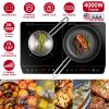 4000W Induction Cooktop Portable Double Induction Cooker Electric Dual Burner Stove Countertop Hot Plate with 9 Power 9 Temperature 0-3H Timer