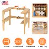 2-Tier Kitchen Spice Rack Expandable Bamboo Spice Organizer Cabinet Stackable Seasoning Organizer Extendable Spice Jar Rack for Countertops Pantries C
