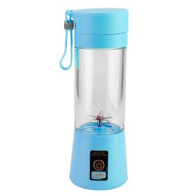 Portable Juicer Blender USB Rechargeable Juicer Cup Fruit Baby Food Mixing Machine w/ 6 Blades Powerful Motor (Option: Blue)