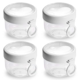4Pcs Overnight Oats Containers with Lids and Folding Spoons 20OZ Portable Leak-proof Oats Jar For Milk Vegetable and Fruit Salad Yogurt Breakfast Cere (Option: White)