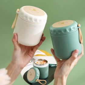 1pc Stainless Steel Soup Cup; Student Breakfast Cup; Outdoor Portable Milk Salad Soup Porridge Storage Can; Thermal Bag; Kitchen Supplies (Color: White)