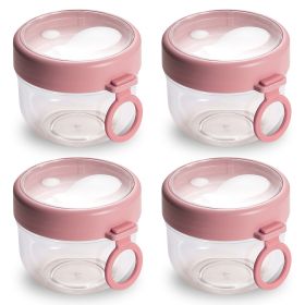 4Pcs Overnight Oats Containers with Lids and Folding Spoons 20OZ Portable Leak-proof Oats Jar For Milk Vegetable and Fruit Salad Yogurt Breakfast Cere (Option: Pink)