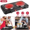 1800W Electric Infrared Dual Burner Portable Heating Hot Plate Stove Countertop RV Hotplate with 7.5” & 6.3” Glass Cooktop Stepless Temperature Adjust