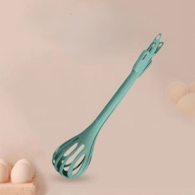 1pc; Multifunctional 3-in-1 Egg Whisk Food Holder Noodle Holder Baking Tool Egg Stirrer Manual Whisk 1 Pack 11.02''×2.76'' (Color: green)
