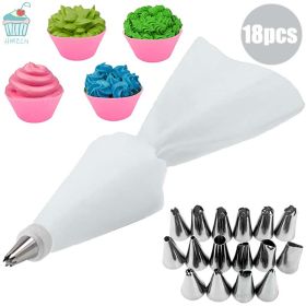 8/10/18PCS Silicone Pastry Bag Tips Kitchen Cake Icing Piping Cream Cake Decorating Tools Reusable Pastry Bags Nozzle Set (Color: Green 1)