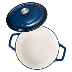 Enameled Cast Iron Dutch Oven, 6 Quart Pot with Lid and Dual Handles, Heavy-Duty Durable Cookware Pan, Oven Induction Compatible up to 500°F (Capacity: 6 qt, Color: Blue)