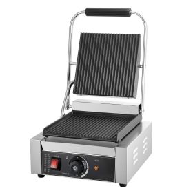 VEVOR Commercial Panini Grill, 1800W Electric Sandwich Panini Maker, Stainless Steel Sandwichs Press Grill with Handle and Temp Control (Power: 1800 W, Pan Size: 9 x 9 inch)