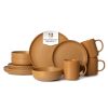 12-Piece Stoneware Dinnerware Sets with Mugs | Microwave & Dishwasher Safe | FDA Certified Non-Toxic Dinner Plates Bowls Set | Stackable Matte Glaze K