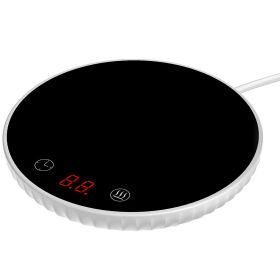 Desktop Electric Cup Warmer 8Hours Auto Off Overheating Protection Smart Timer Setting 2 Temperature Levels Ceramic Heating Panel For Office Home (Color: White)