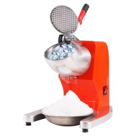 VEVOR Ice Crushers Machine, 220lbs Per Hour Electric Snow Cone Maker with 4 Blades, Stainless Steel Shaved Ice Machine with Cover and Bowl (Color: orange)