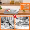 Stainless Steel Cutting Board for Kitchen - Large 304 Chopping Boards with Lid and Non-Slip Pad for Countertop
