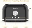 Toaster 2 Slice Retro Toaster Stainless Steel with 6 Bread Shade Settings and Bagel Cancel Defrost Reheat Function