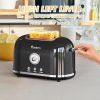 Toaster 2 Slice Retro Toaster Stainless Steel with 6 Bread Shade Settings and Bagel Cancel Defrost Reheat Function